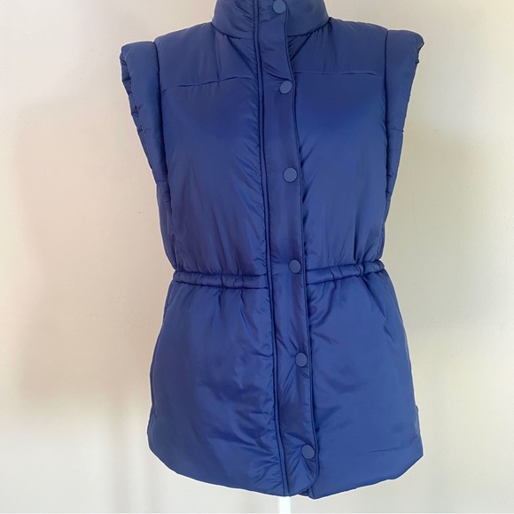 Anthropologie Maeve Navy Blue Snap-Sleeve Puffer Vest size X-Small - Picture 2 of 14